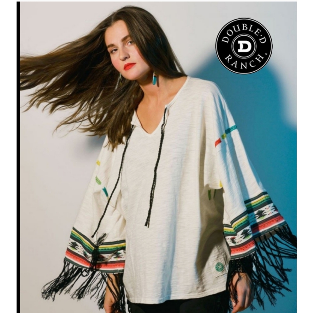 Double D Ranch "Memory Blanket" Fringe Top EUC